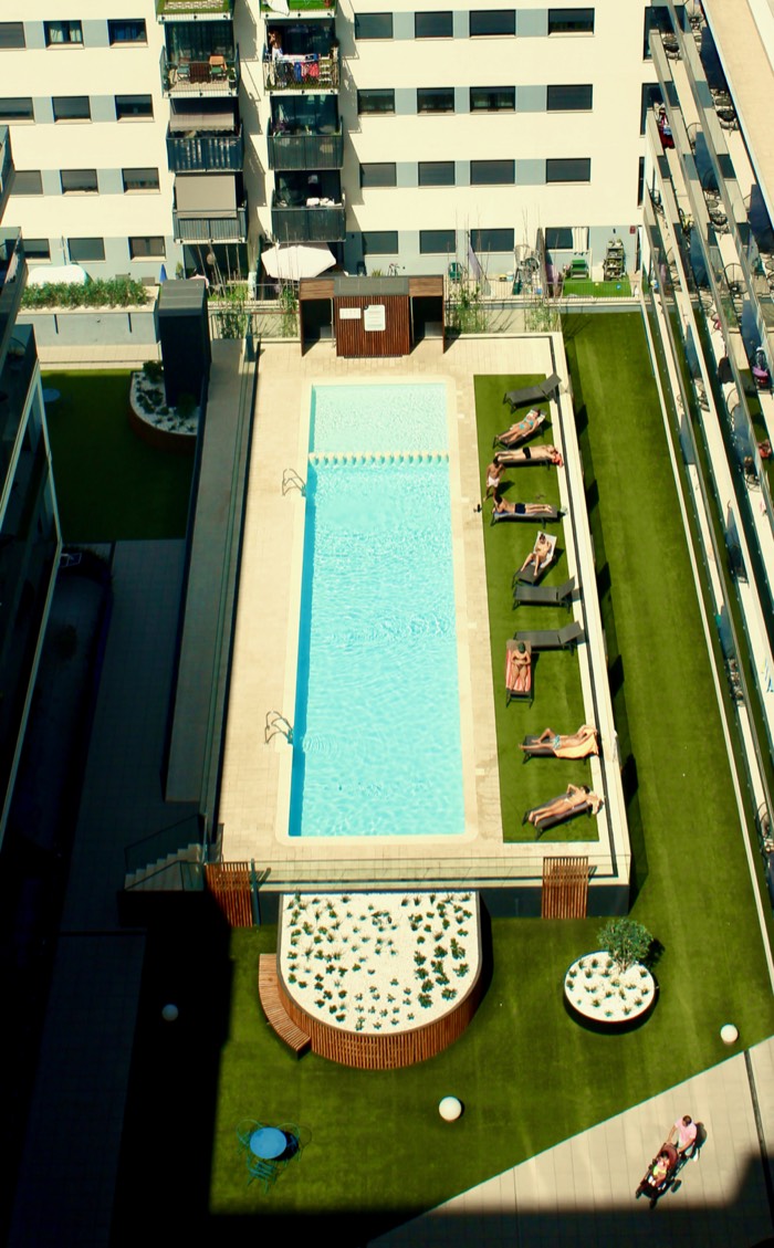 A courtyard pool from above, Barcelona. 2026